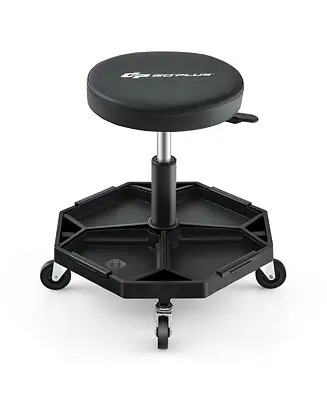 1 pc Metal Heavy-Duty Adjustable Height Rolling Stool Genuine