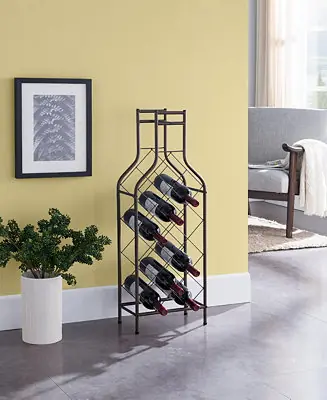 - 12 Bottles Freestanding Floor Metal Wine Rack Wine Bottle Holders Stands for Home with Bottle Shape Bar Stand for Liquor, Pewter Order Now