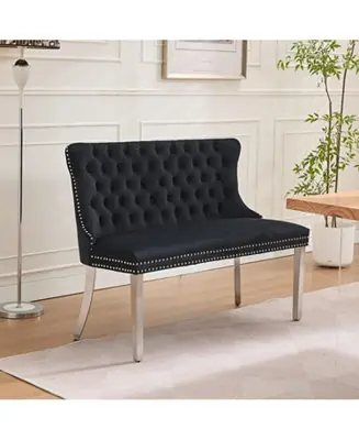 + Loveseat Bench + Velvet + Tufted, Wing Back, Silver Legs + Dining Affordable