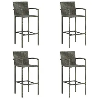 Bar Stools 4 pcs Gray Poly Rattan Trending