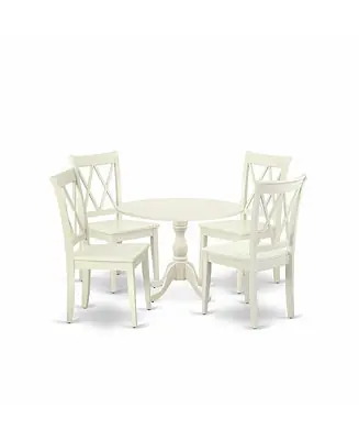 Trusted Brand 5-Piece Drop Leaf Dining Set with Modern Table and Double X-Back Chairs