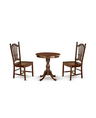 Fast Shipping 3-Pc Dining Set - 2 Wooden Dining Room Chairs and 1 Kitchen Dining Table (Mahogany Finish)