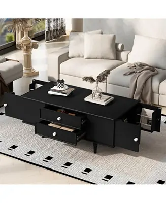 Price Cut Modern Rectangle Coffee Table w/ Drawers & Hidden Storage