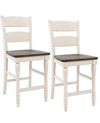Money Back Guarantee 2 Pc Ladderback Counter Stools, Wood Frame – Dining Room Furniture