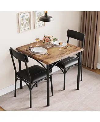 Dining Table Set, Kitchen Table and Chairs for 2, with 2 Upholstered Chairs, 3 Piece Dining Table Set,Brown Direct From Manufacturer