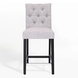 24" Linen Fabric Tufted Counter Stool Affordable