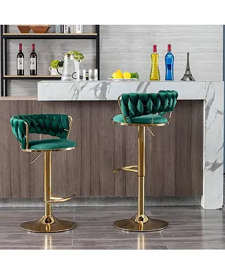 Streamdale Adjustable Swivel Bar Stools with Chrome Base (Set of 2) Viral