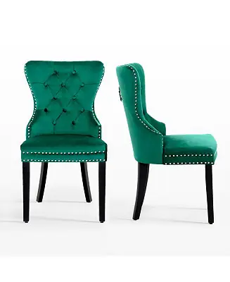Velvet Upholstered Tufted Dining Chairs Set of 2 Reduced Price