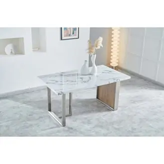 Streamdale Elegant Walnut MDF Dining Table for 6-8 Latest