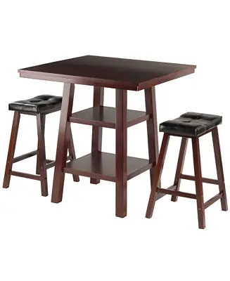 Clearance Orlando 3-Piece Set High Table, 2 Shelves with Cushion Seat Stools
