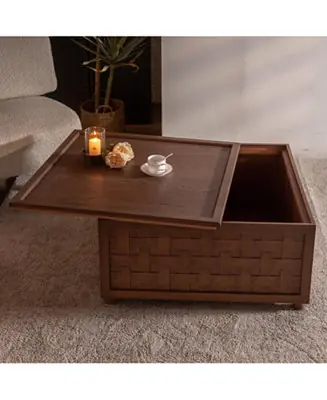 Farmhouse Coffee Table - Large Square Brown Modern