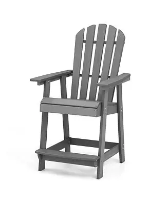 Tall Bar Stool HDPE Chair w/ Armrest Footrest Home Indoor Outdoor Patio Fan Favorite