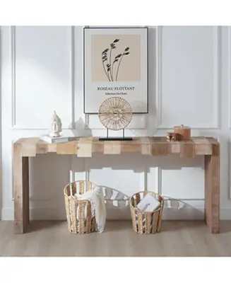 Rustic Modern Manufactured Wood Console Table with Step-Block Design No Minimum Order