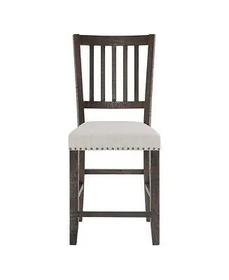 Willow Creek Distressed Slatback Upholstered Counter Stool (Set of 2 Fast Shipping