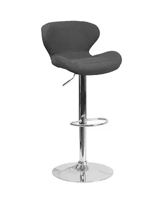 In Demand Quincy Adjustable Height Barstool Contemporary Bar Height Stool With Curved Back And Metal Base With Footrest