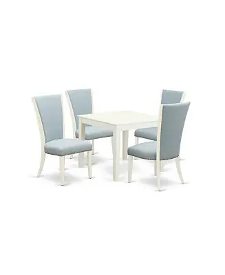 5-Piece Solid Wood Dining Set with Square Table and 4 Upholstered Chairs Money Back Guarantee