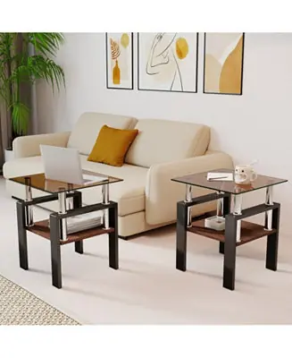 Deal Modern Glass Tea/Coffee Table Set