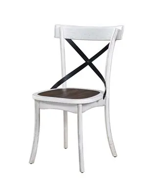 2 Pieces Set Dining Side Chair Rustic Modern Farmhouse Design Retro Design With Metal X Design Big Sale
