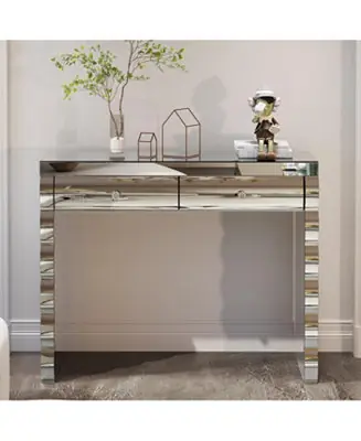 Next Day Delivery Silver Mirror Console Table with 2 Drawers
