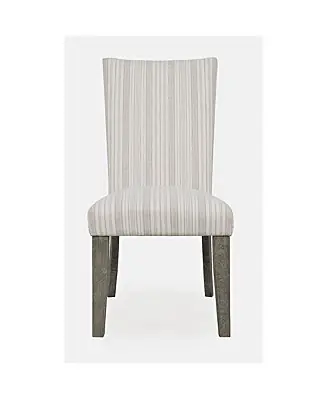 Set of 2 Solid Wood Parsons Striped Upholstery Dining Chair Markdown