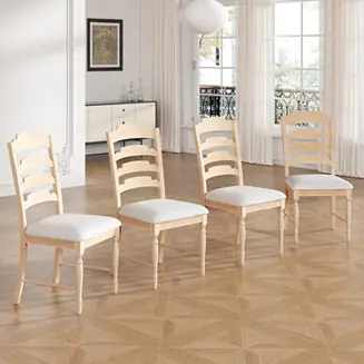 4pc Wood Vintage Serrated Back Dining Chairs Buy Direct
