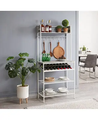 - Baker s Rack for Kitchen with Storage Shelves & Hooks, Microwave Stand Coffee Bar Station with Wine Rack Holder Buy Online