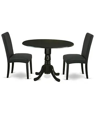 Must Have 3-Pc. Rubber Wood Black Linen Upholstered Dining Room Set