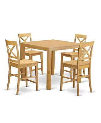 Best Choice 5 Pc Set Black Finish Counter Height Pub Table with 4 Bar Stools