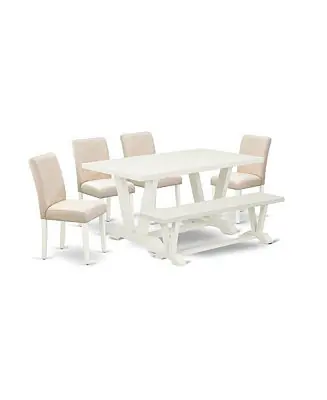 6-Piece Dining Set – Tabletop with 4 Chairs and Bench, High Back Design for Kitchen or Dining Room Get Yours