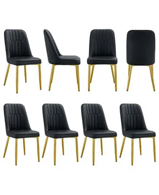 Streamdale Set of 8 Dining Chairs with PU Backrest and Gold Metal Legs Weekend Sale