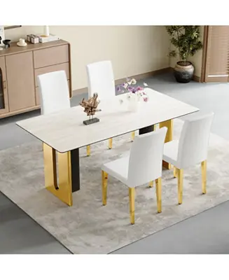 Limited Time PU Leather Chairs with Gold Legs (Set of 4)