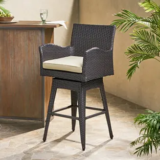 Streamdale Modern Wicker Swivel Barstool with Tapered Legs Authentic