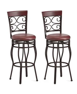 Set of 2 Vintage Bar Stools Swivel Padded Seat 30'' Bistro Dining Kitchen Pub Chair High Back Limited Time