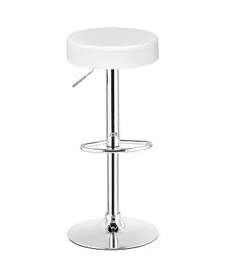 Get Yours Round Leather Seat Chrome Leg Adjustable Hydraulic Swivel 1 PC Bar Stool