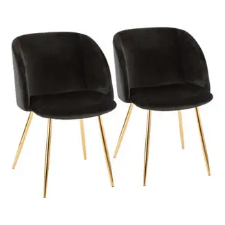 Special Discount Fran Chair in Gold Metal and Velvet Set of 2