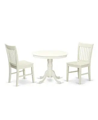 3-Piece Wooden Dining Set with Round Table and 2 Chairs, Compact Kitchen Dinette Set Worldwide Shipping