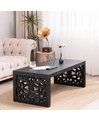 Direct From Manufacturer Carved Wood Coffee Table - Ornate Side Panels