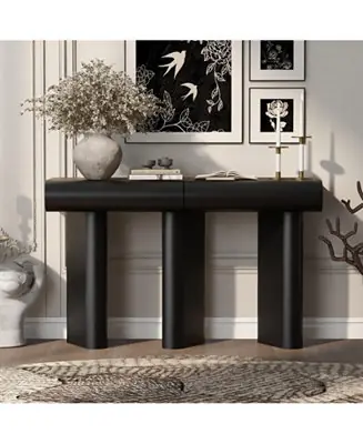 Streamdale Modern Black Entryway Table with Drawers & Geometric Legs Grab Now