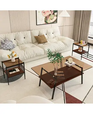 Streamdale Tempered Glass Coffee and End Table Set (3) No Minimum Order