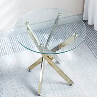 Express Delivery Streamdale Modern Round Tempered Glass End Table With Stainless Steel Legs