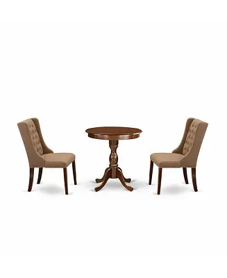 Trending 3-Pc Wood Dining Padded Chairs and 1 Kitchen Table Mahogany Finish Dining Room Set