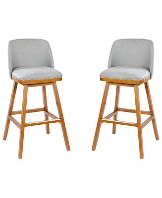 Sale Jada Upholstered Mid-Back Stools With Nailhead Accent Trim & Wood Frames