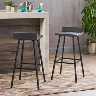 Buy Direct Streamdale Bidwell Acacia Wood And Iron Bar Stools With Footrests