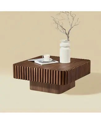 31.5" Modern Drum Coffee Table - Walnut One Day Deal