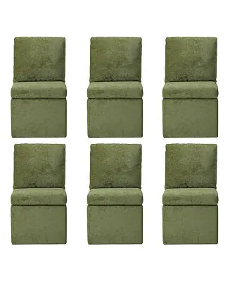 Modern Upholstered Chenille Armless Plywood Dining Chairs With Casters 2 PC Latest