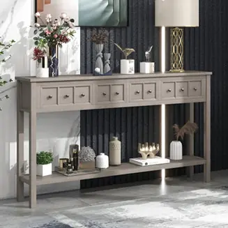 Rustic 60" Entryway Sofa Table with Drawers Top Pick