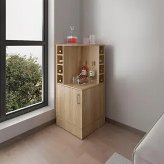 norwich Bar Cabinet, 2 Doors, 8 Wine Bottle Compartments, Natural Oak Flash Sale