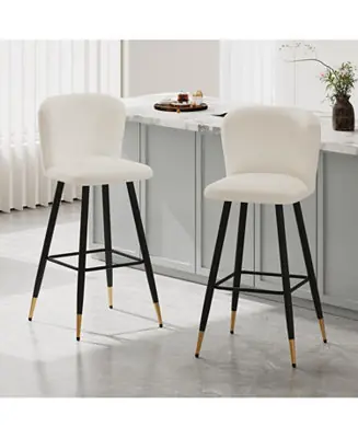 Modern 30" Barstool with White Seats and Black & Gold Accents Free Returns