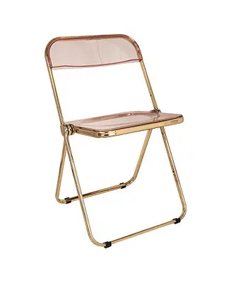 Free Returns Lawrence Acrylic Folding Chair With Gold Metal Frame