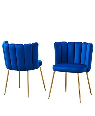 Elegante 32" Velvet Fabric Side Chairs, Set of 2 Final Sale